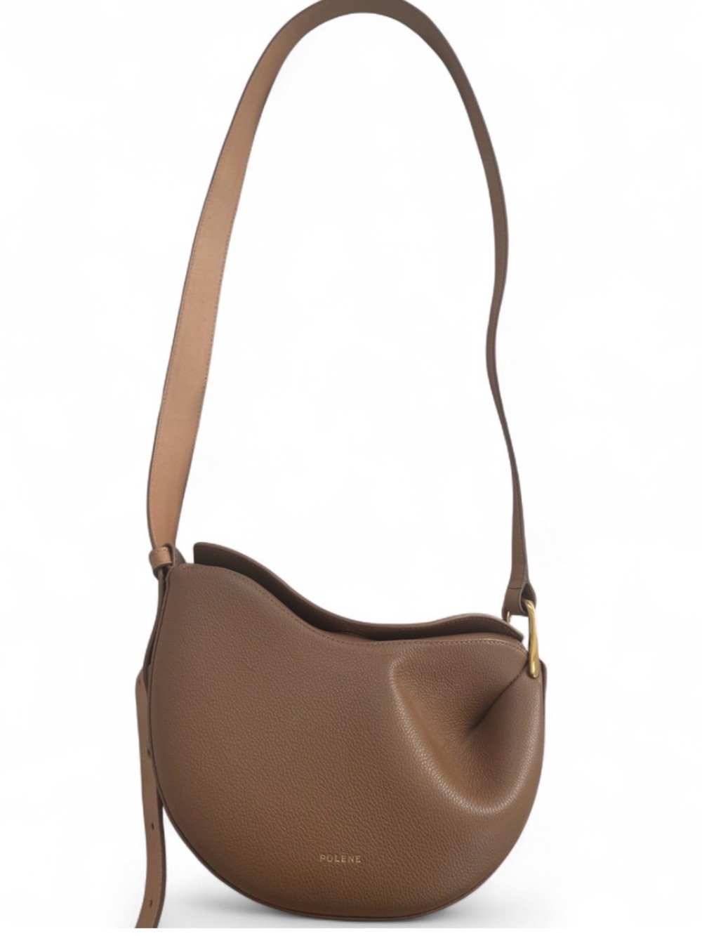 Polène Tonca Camel Leather Crossbody Shoulder Bag